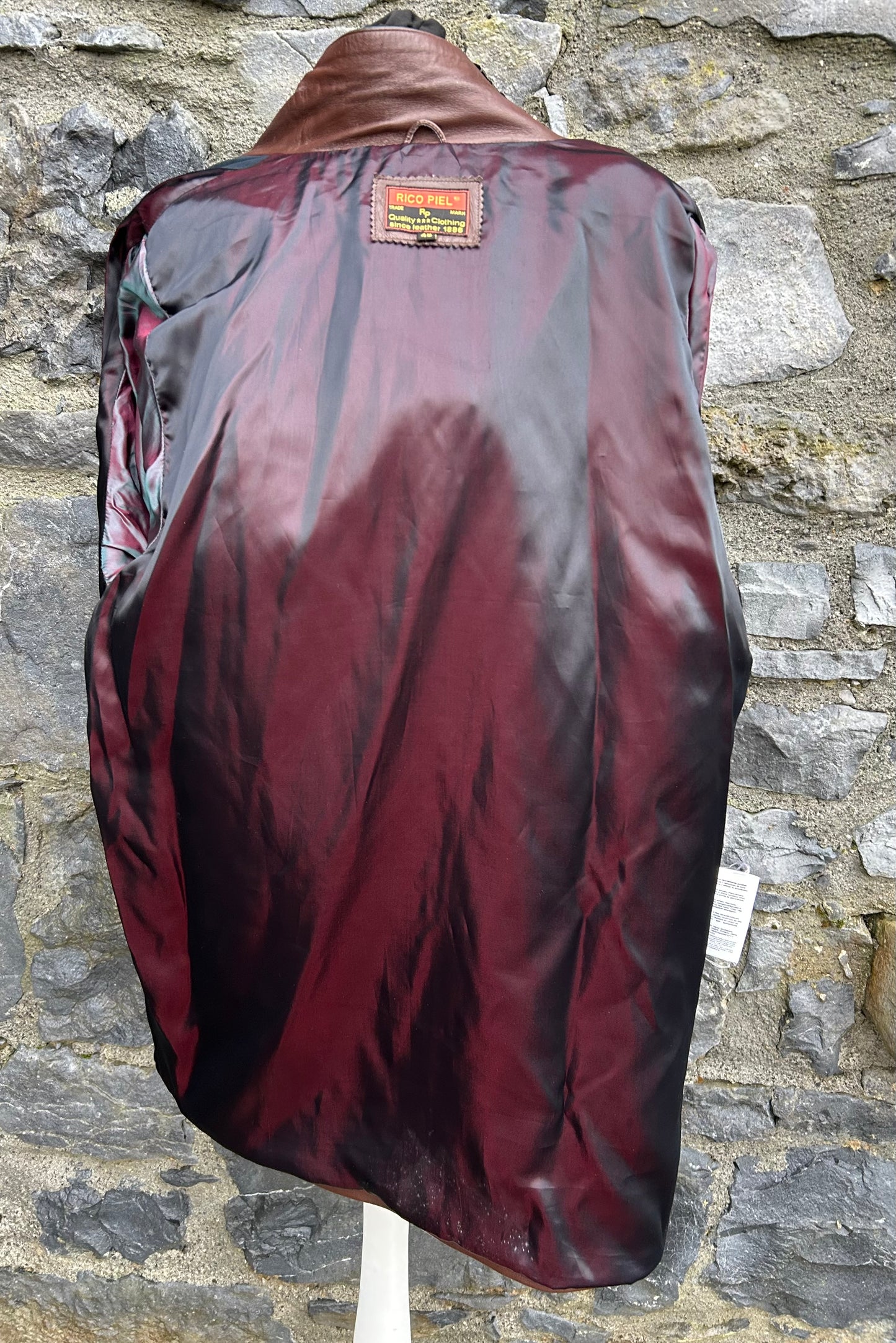 90s brown leather coat uk 16-18