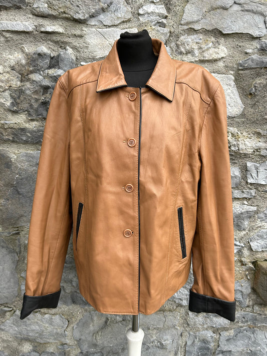 Y2K brown leather jacket uk16