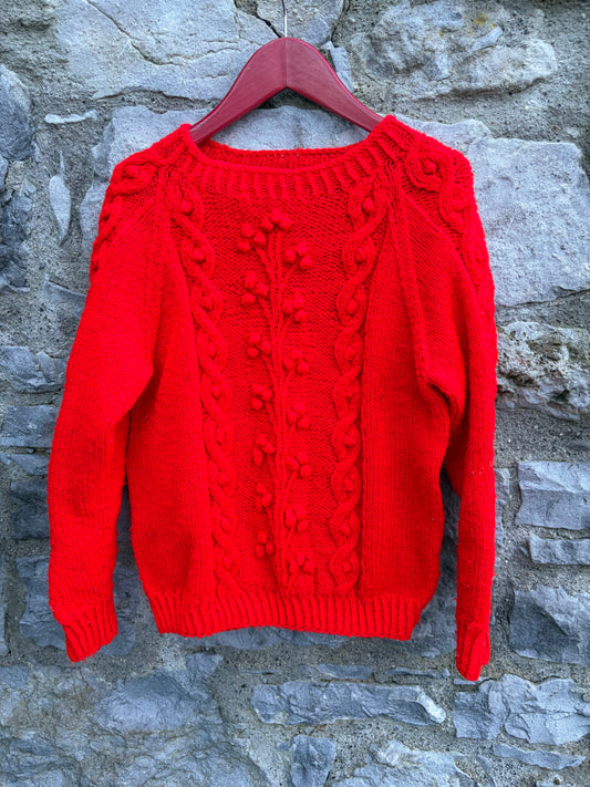Red handmade jumper 10-11y (140-146cm)