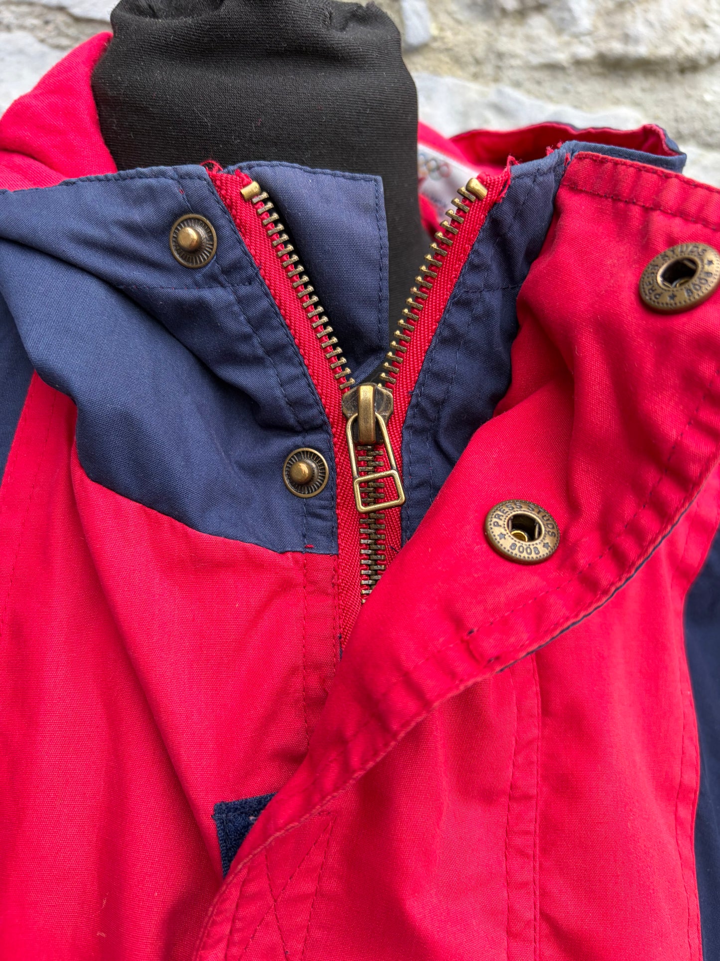 80s Red&navy half zip windbreaker  Large
