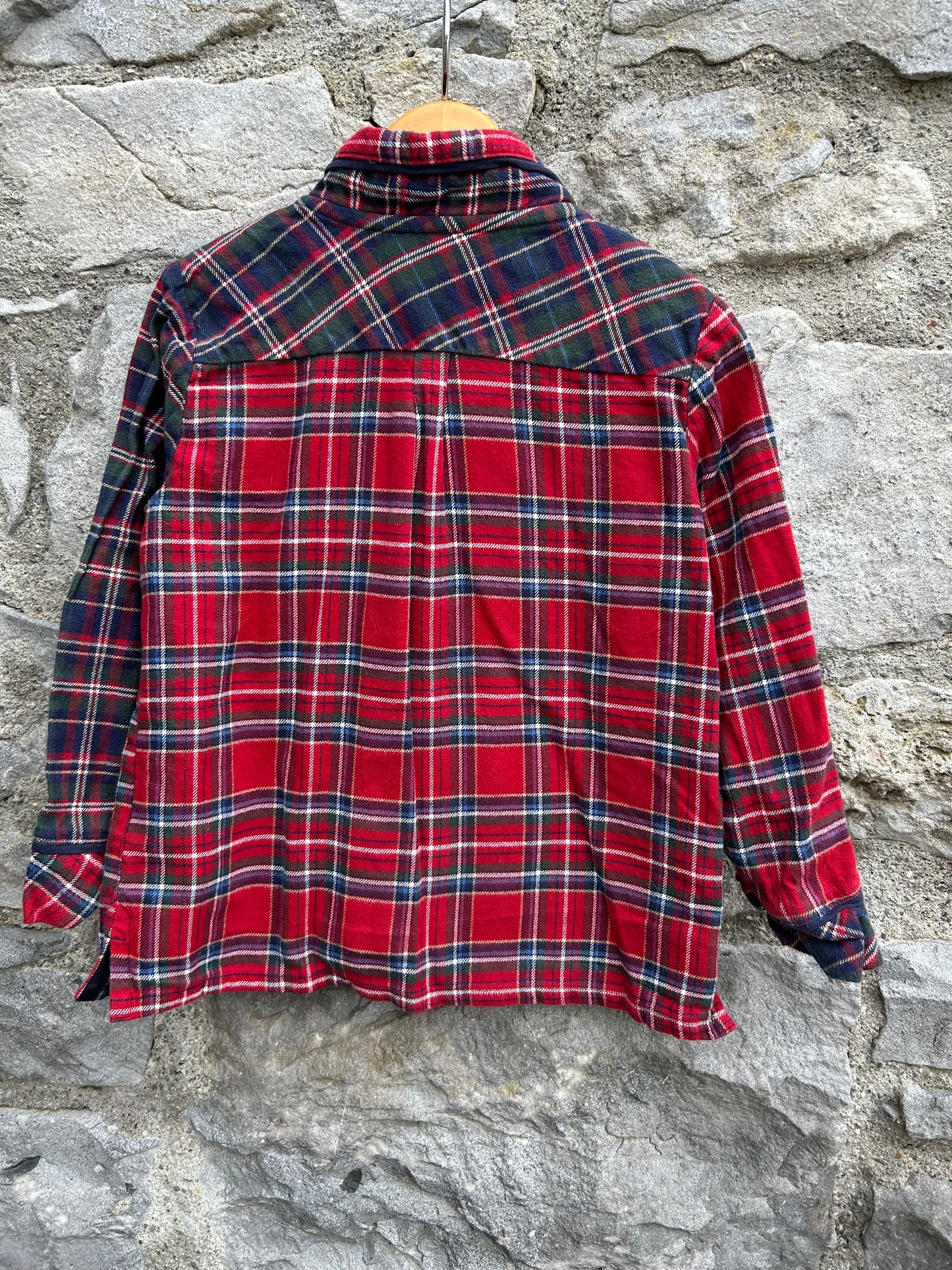 Red&navy check patchwork shirt  4y (104cm)