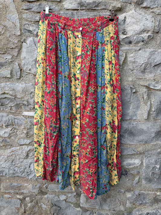 Colourful flower panels skirt uk 14-16