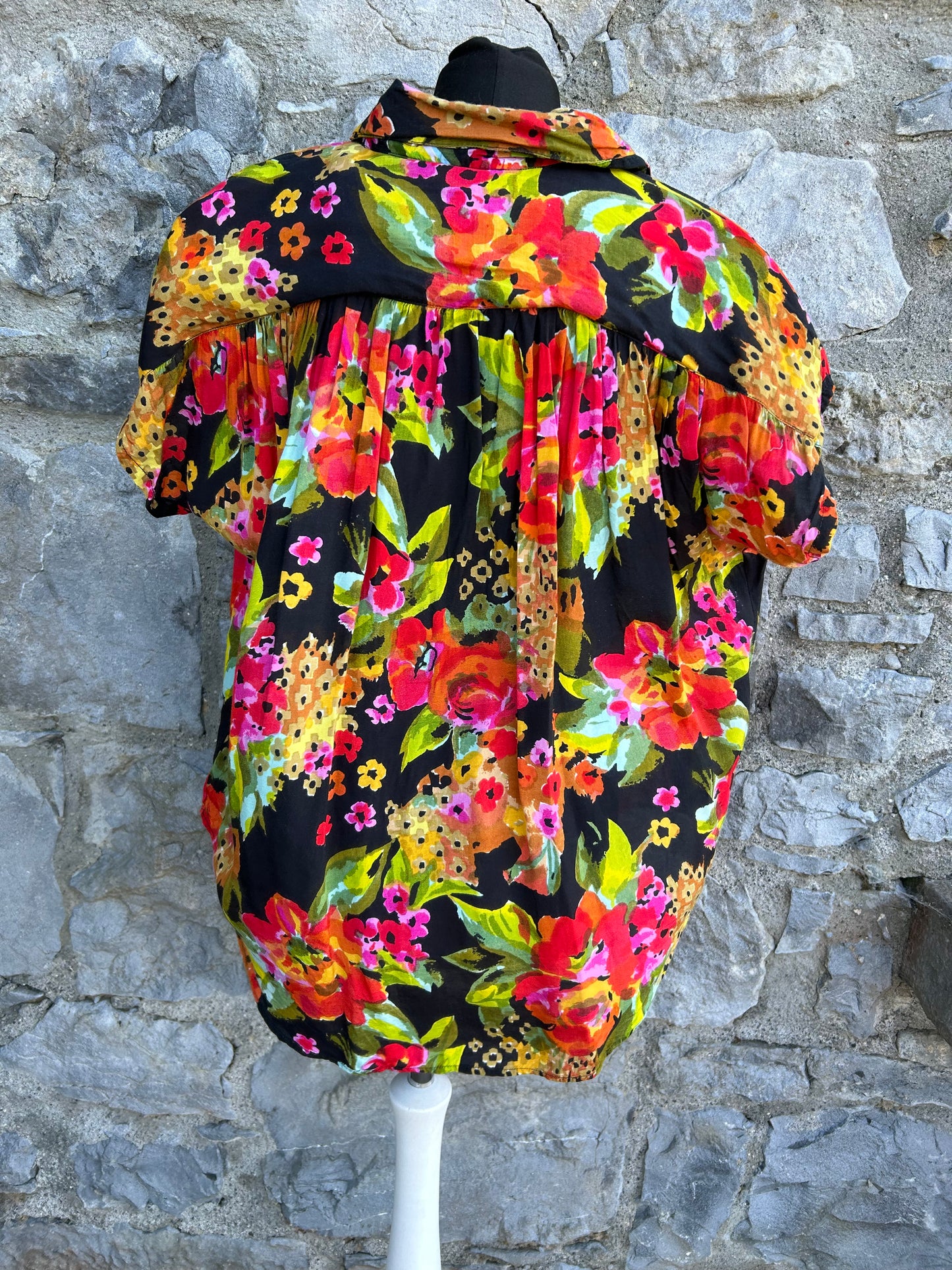 80s colourful floral shirt uk 12-14