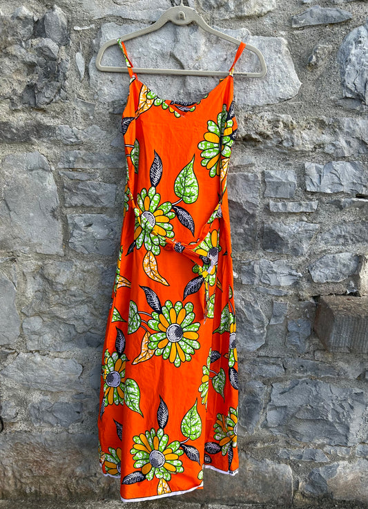 Handmade orange floral dress 11-12y (146-152cm)