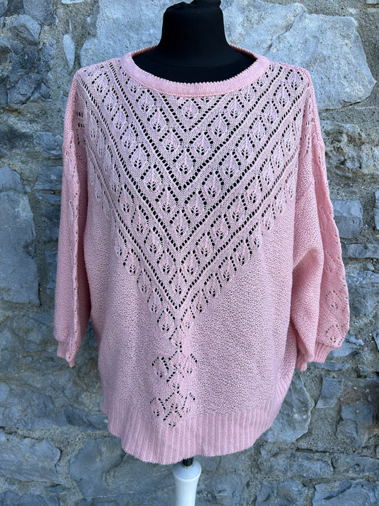 80s peach pointelle jumper uk 14-16