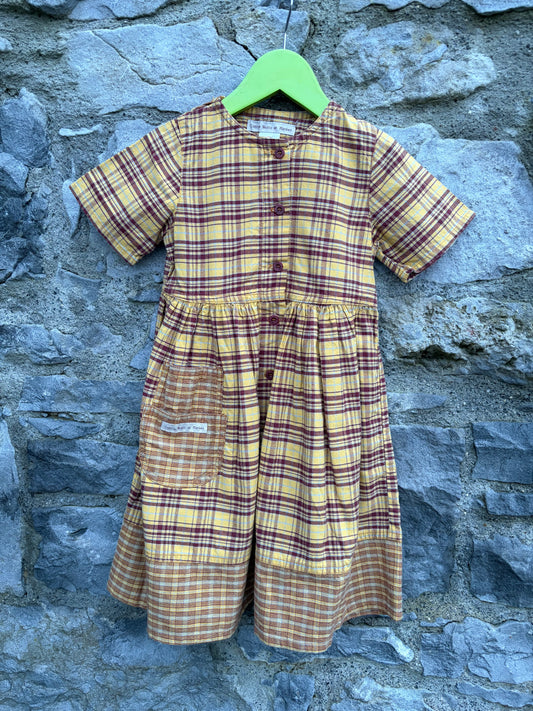 90s brown check dress 4y (104cm)