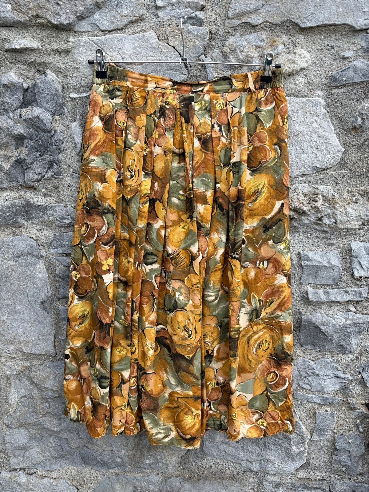 80s brown leaves skirt uk 14