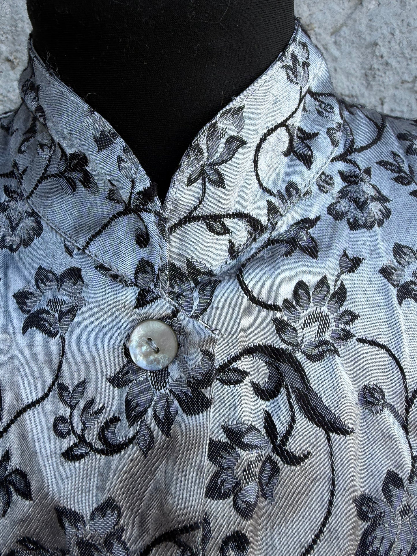 90s silver floral top uk 6