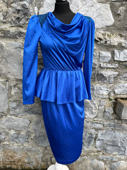 80s blue satin dress uk 8-10