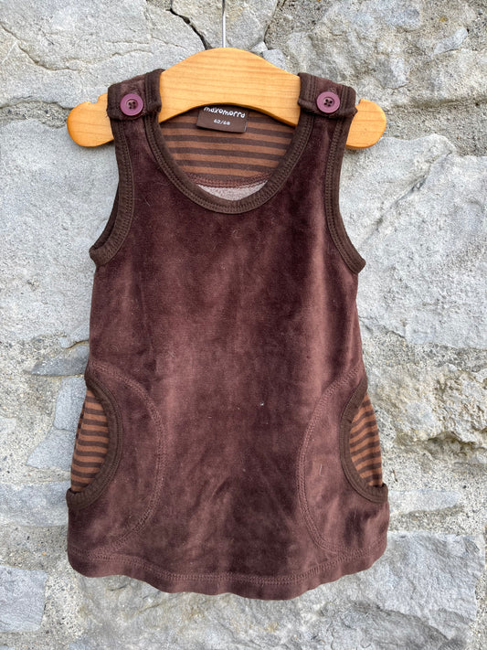 Brown velour pinafore   3-6m (62-68cm)