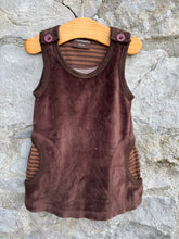 Load image into Gallery viewer, Brown velour pinafore   3-6m (62-68cm)
