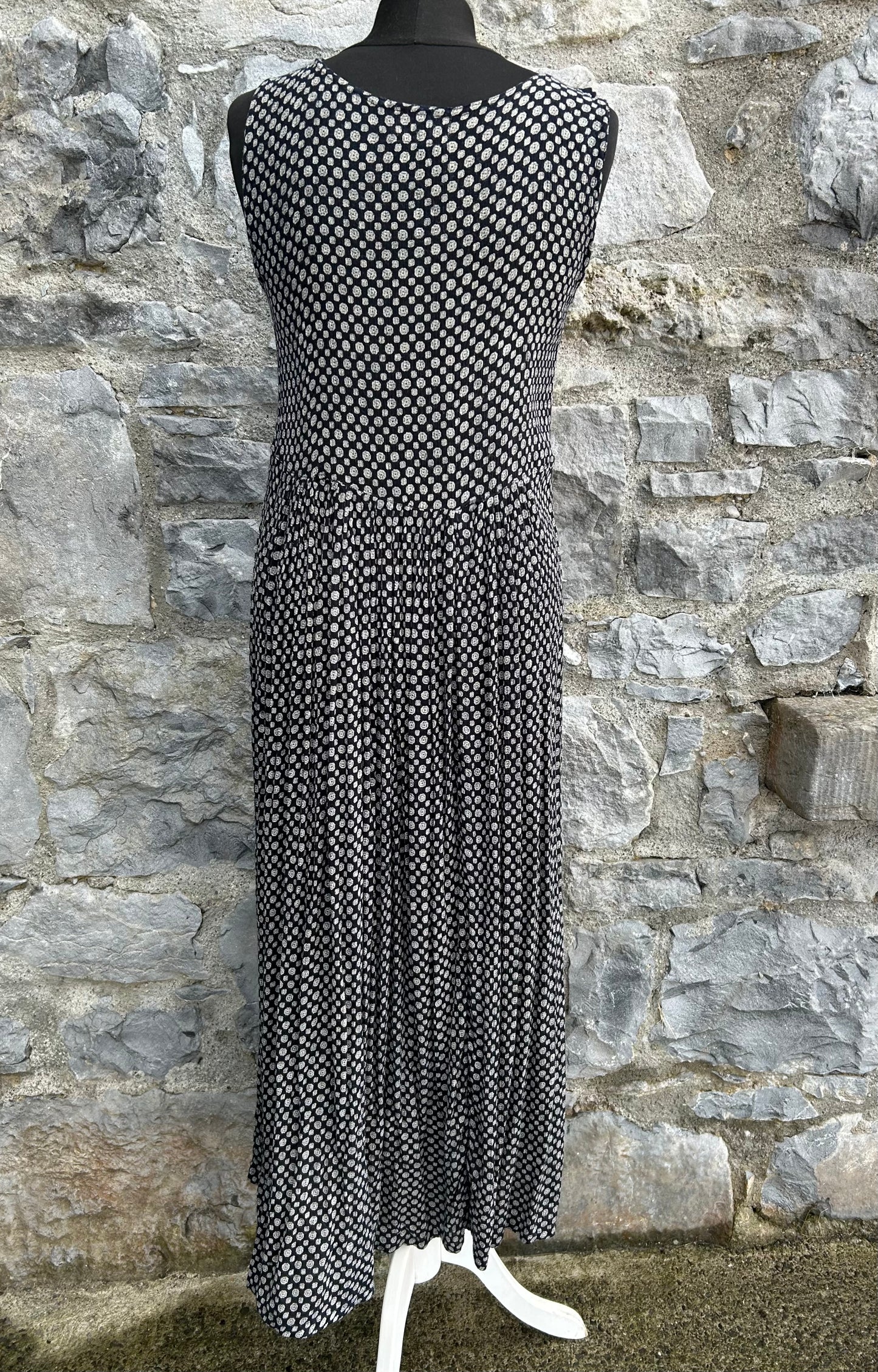 90s black geometric patterned dress uk 10-12
