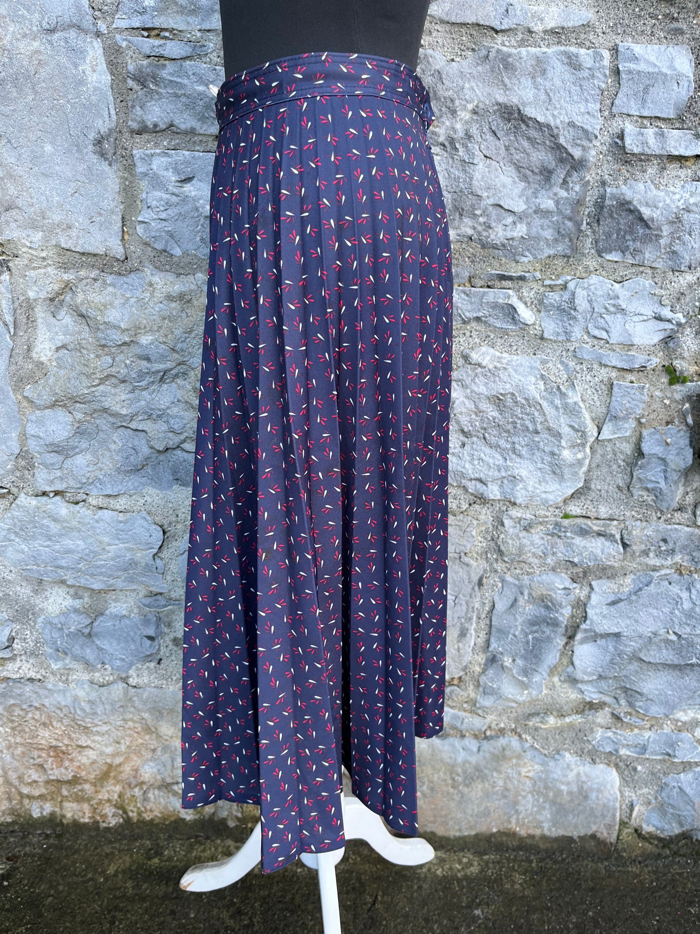 80s navy pleated skirt uk 8-10