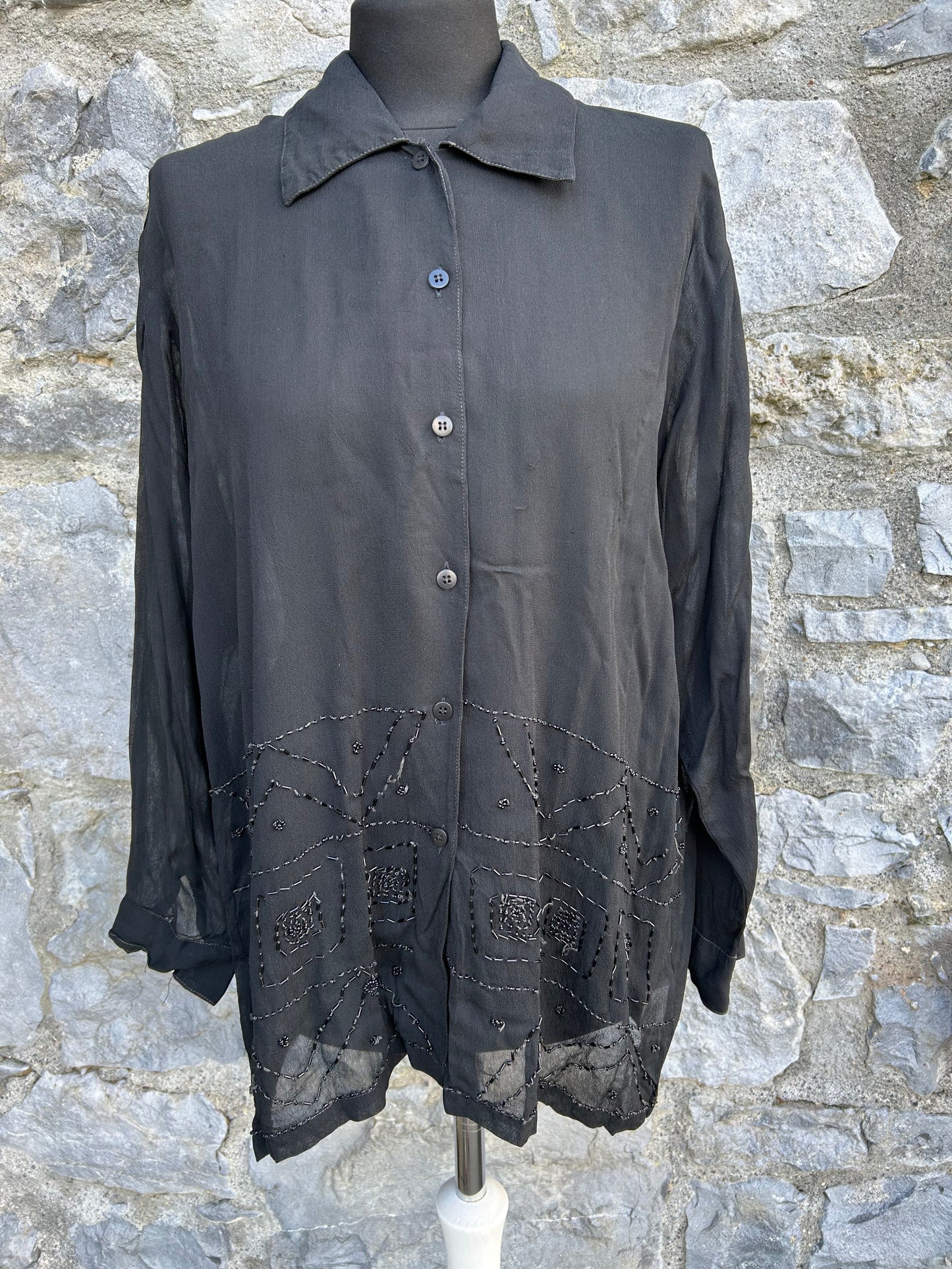 90s sheer beaded shirt uk 14-16