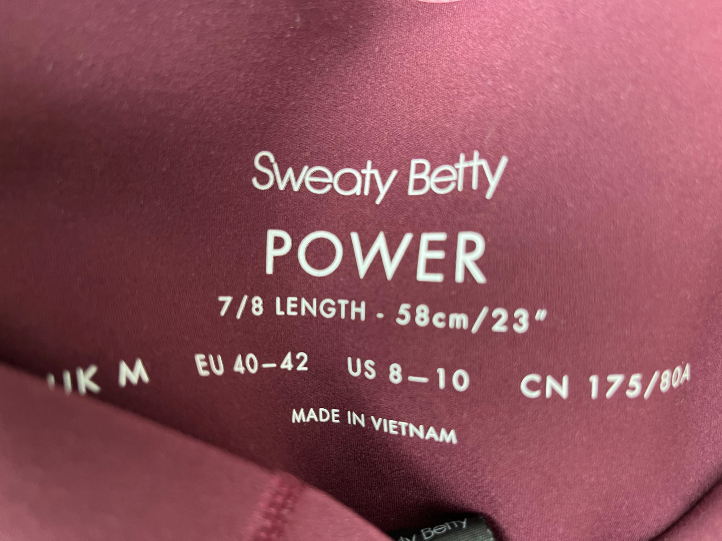 Sweaty Betty 7/8 maroon leggings uk 10-12