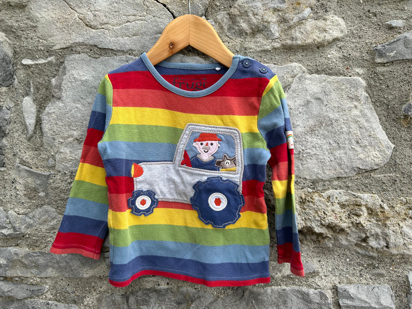 Rainbow stripes tractor top 12-18m (80-86cm)