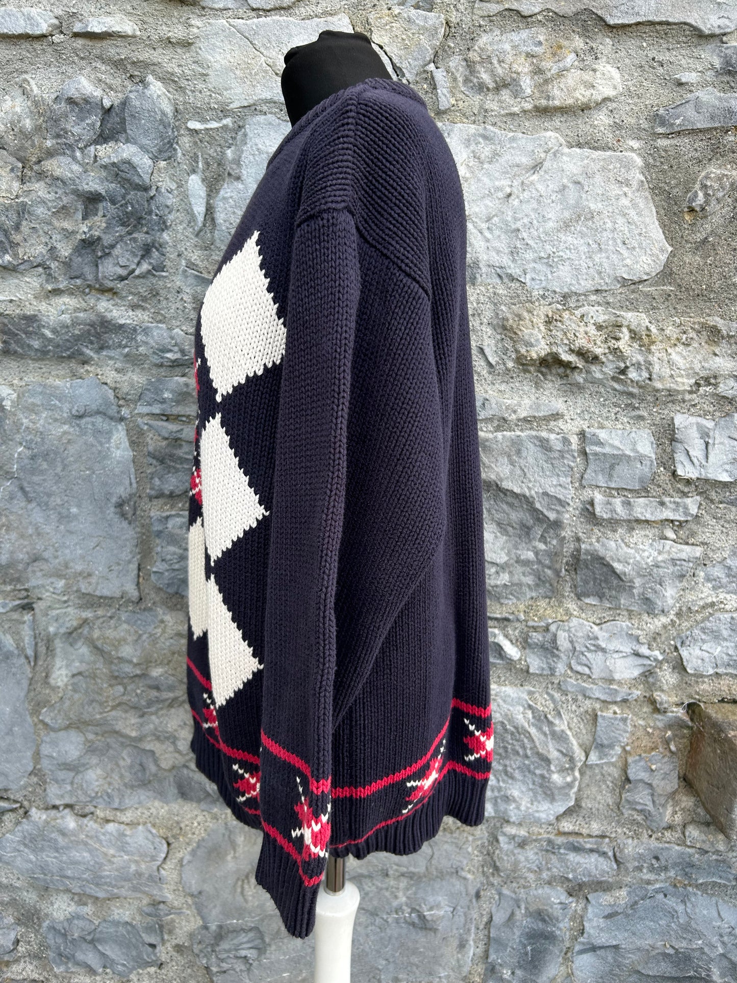 90s diamond navy jumper Large