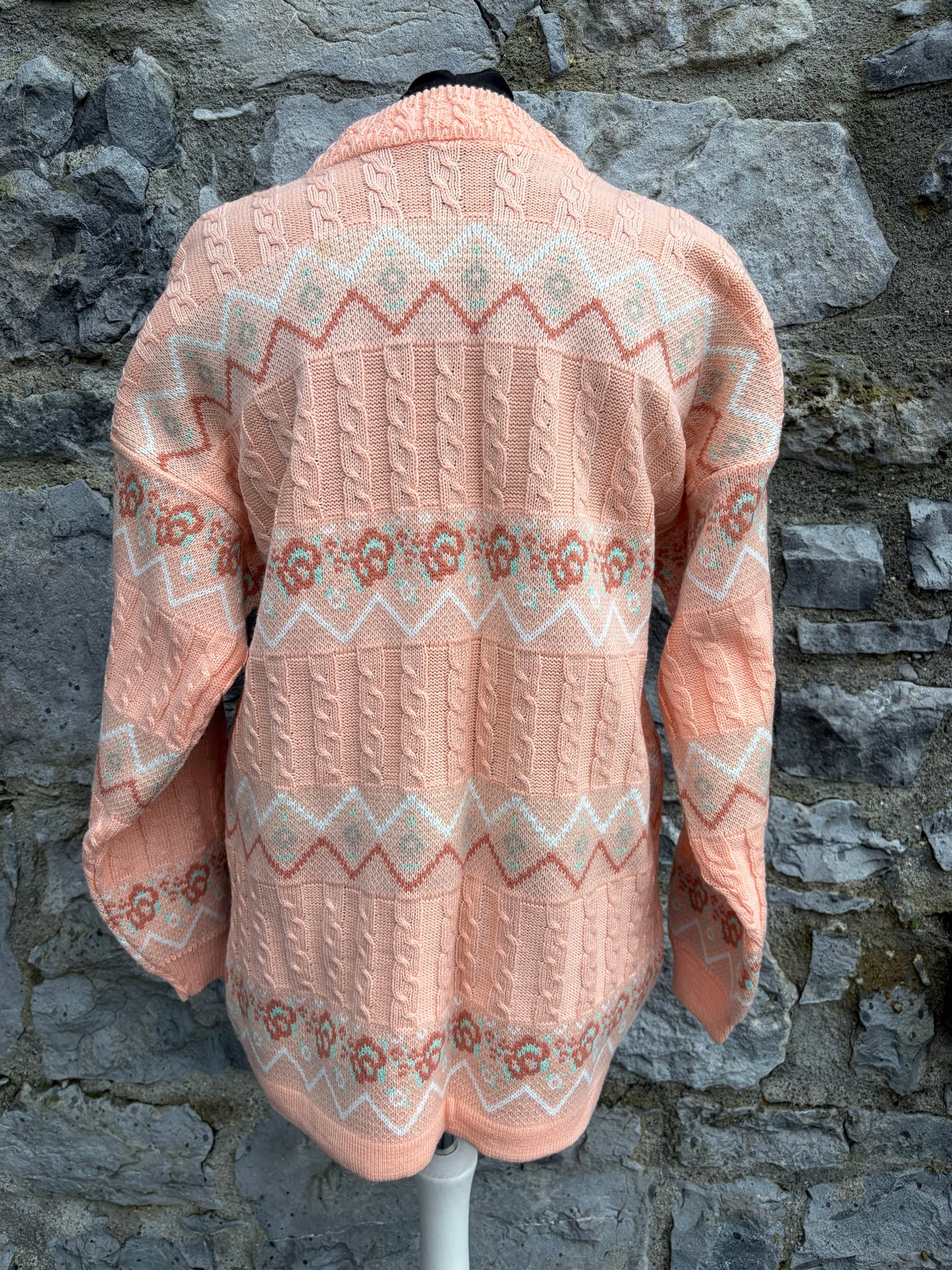 80s peach geometric jumper uk 12-14