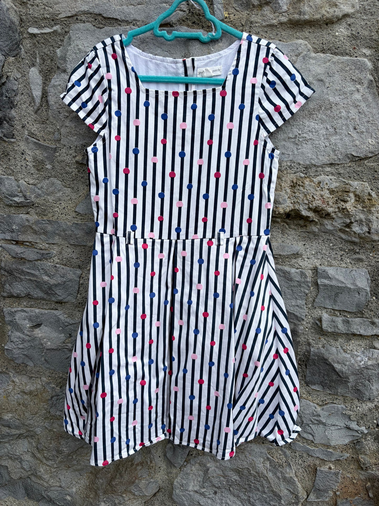Colourful dots stripy dress  6-7y (116-122cm)