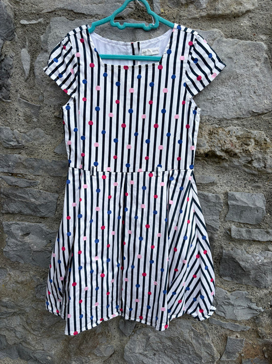 Colourful dots stripy dress  6-7y (116-122cm)