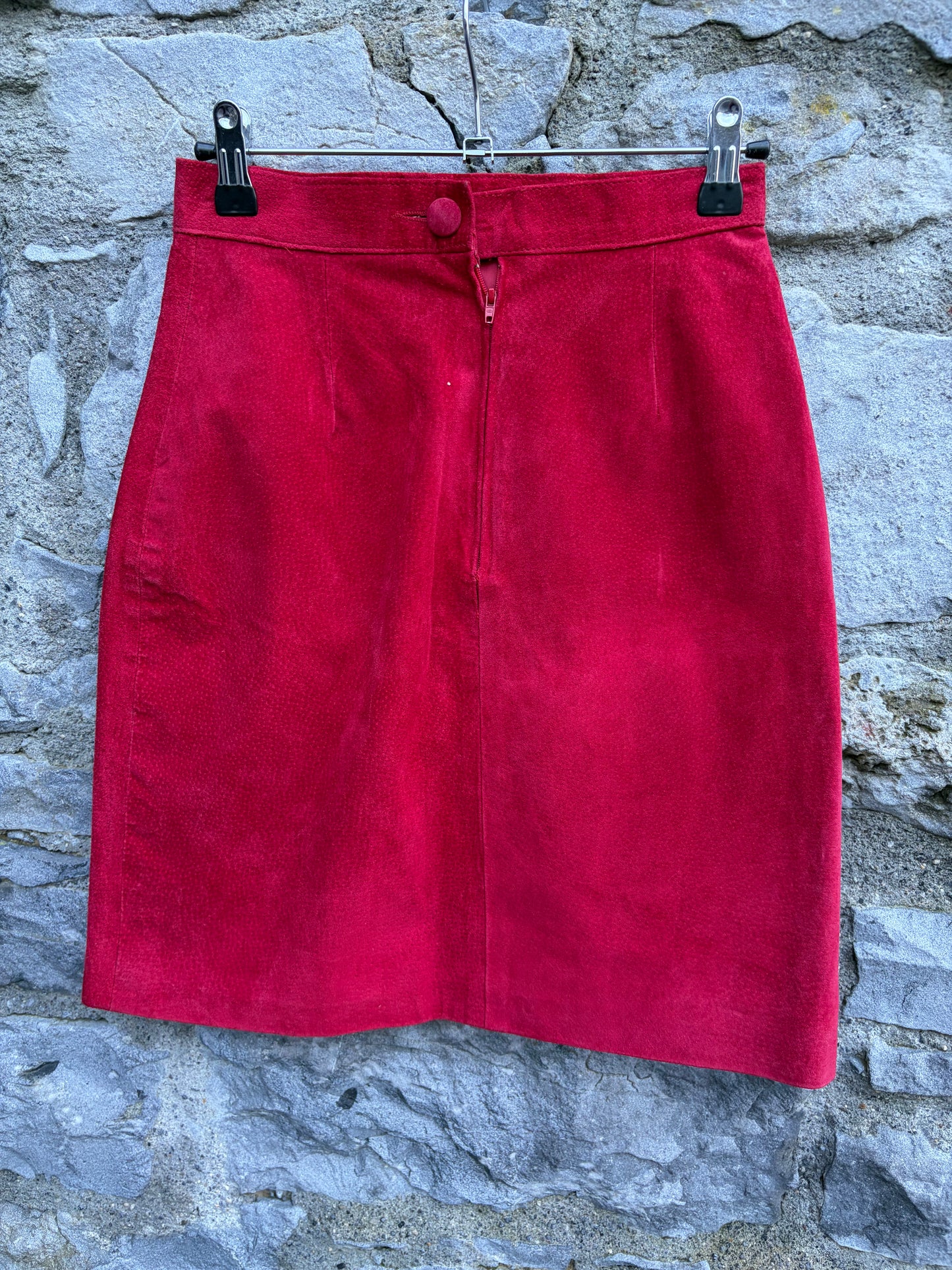 80s red suede skirt uk 6