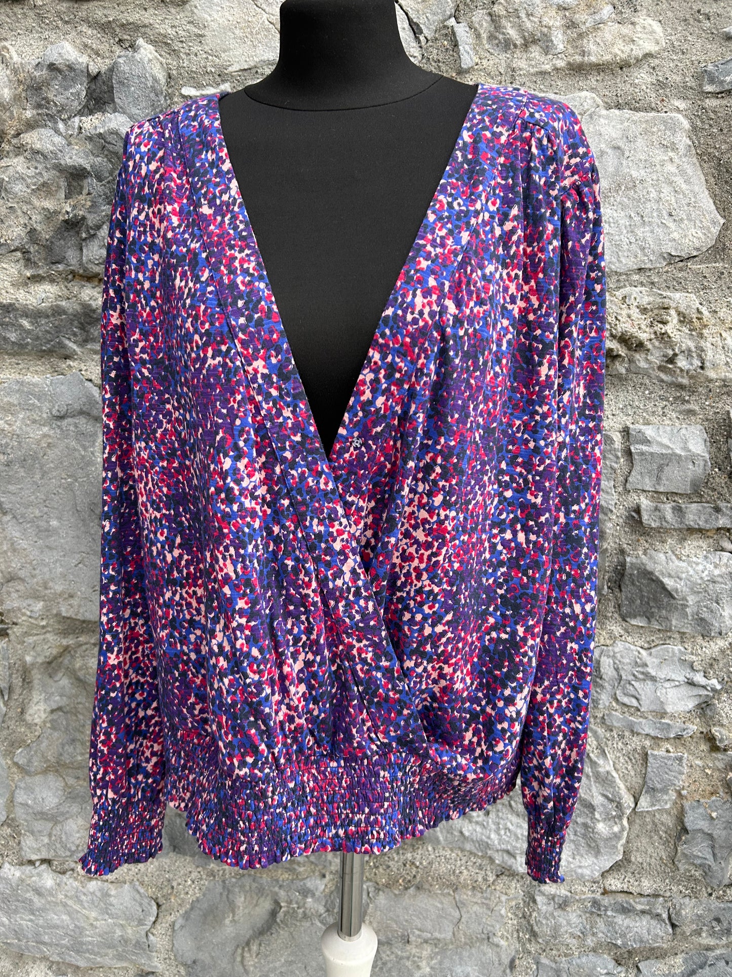 Purple spotty faux wrap top uk 16-18