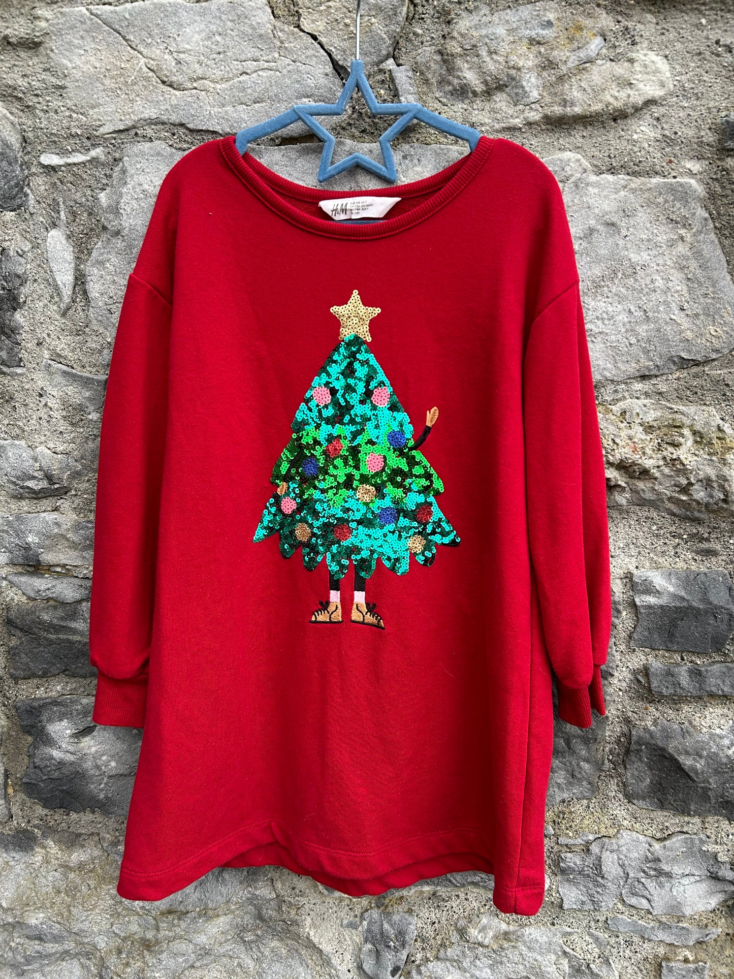 Christmas tree red sweat tunic 7-8y (122-128cm)