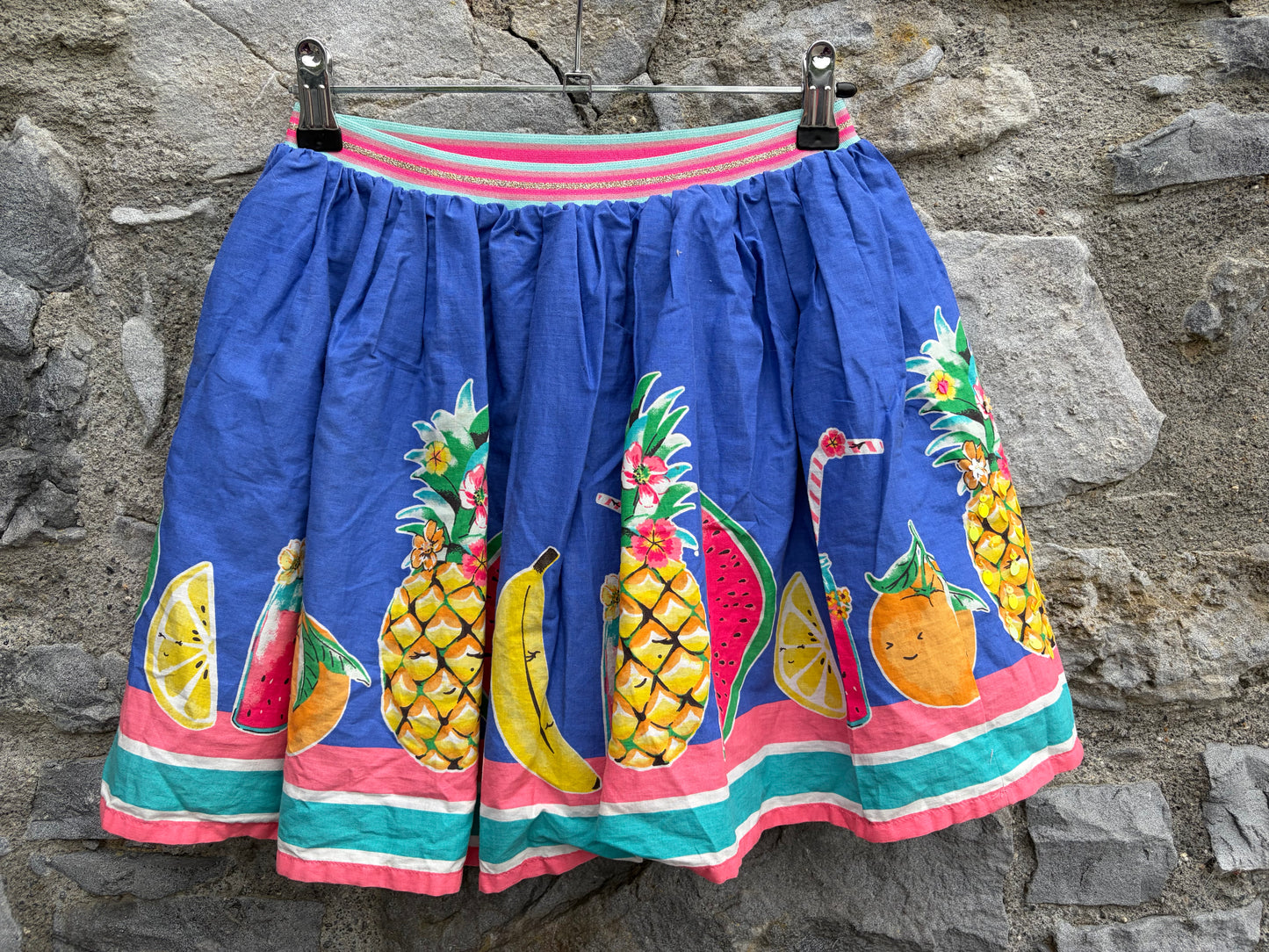 Tropical fruit blue skirt  9-10y (134-140cm)