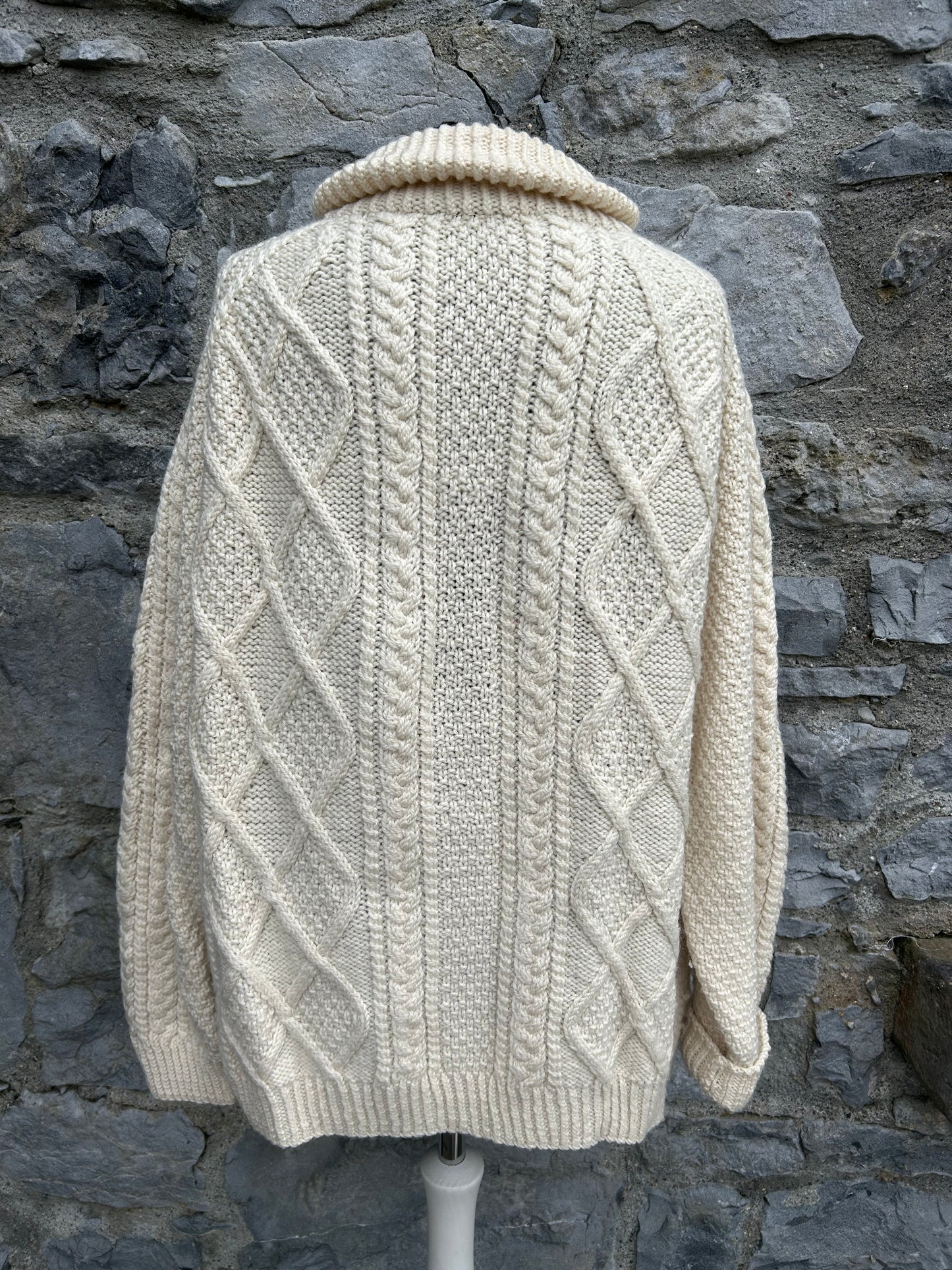 80s Aran style zipped cardigan Large