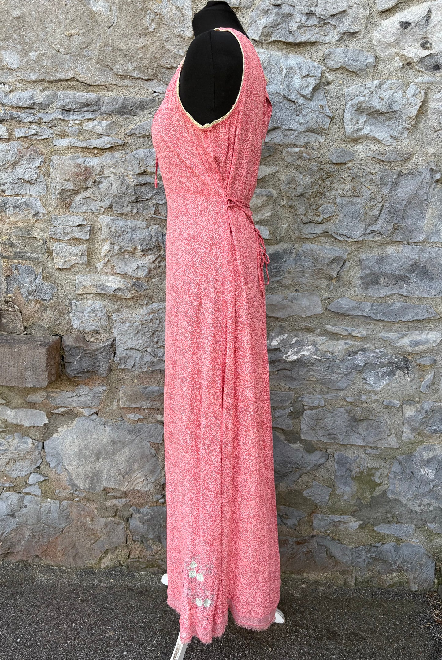 Y2K red floral maxi dress uk 12