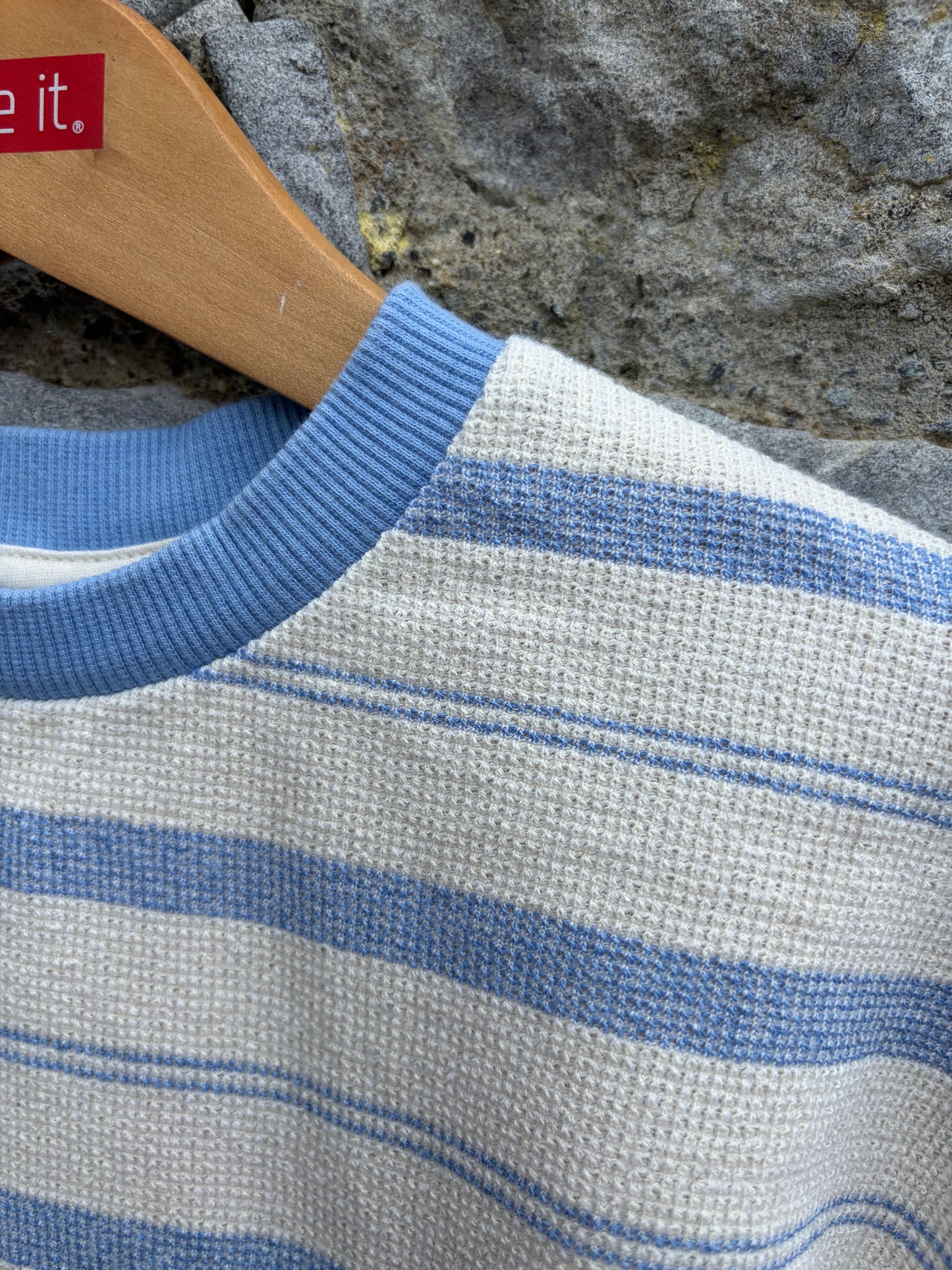 Blue stripy terry T-shirt 7-8y (122-128cm)