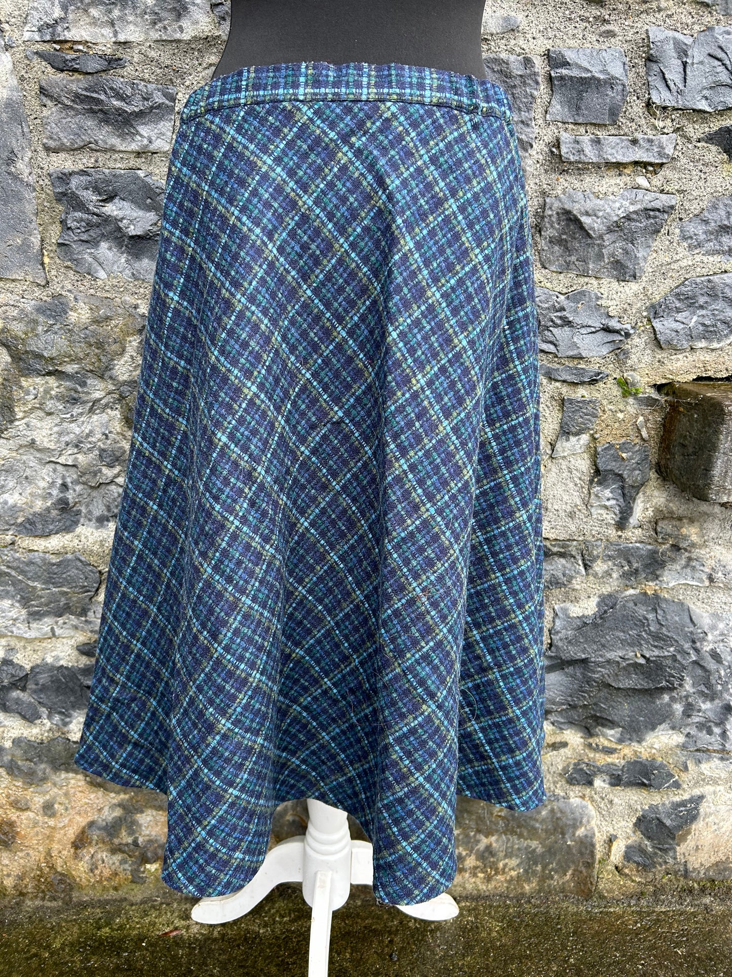 90s Blue&teal check skirt uk 10-12