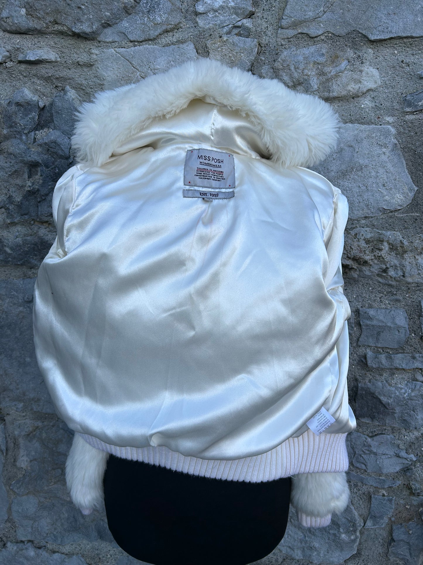 Y2K white furry cropped jacket uk 6-8