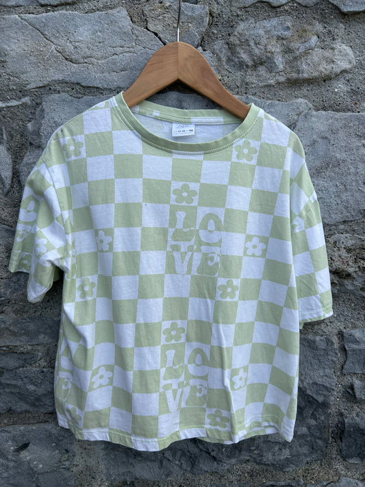 Love green check T-shirt  11-12y (146-152cm)
