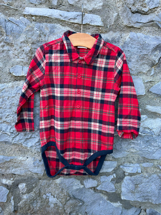 Red check flannel vest  12-18m (80-86cm)