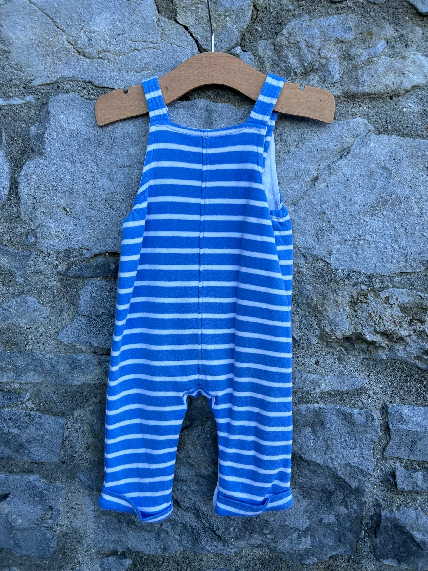 Blue stripy dungarees 3-6m (62-68cm)