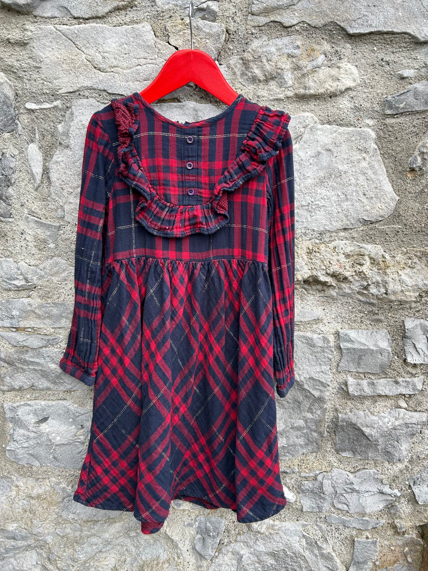 Red&navy check dress 5-6y (110-116cm)