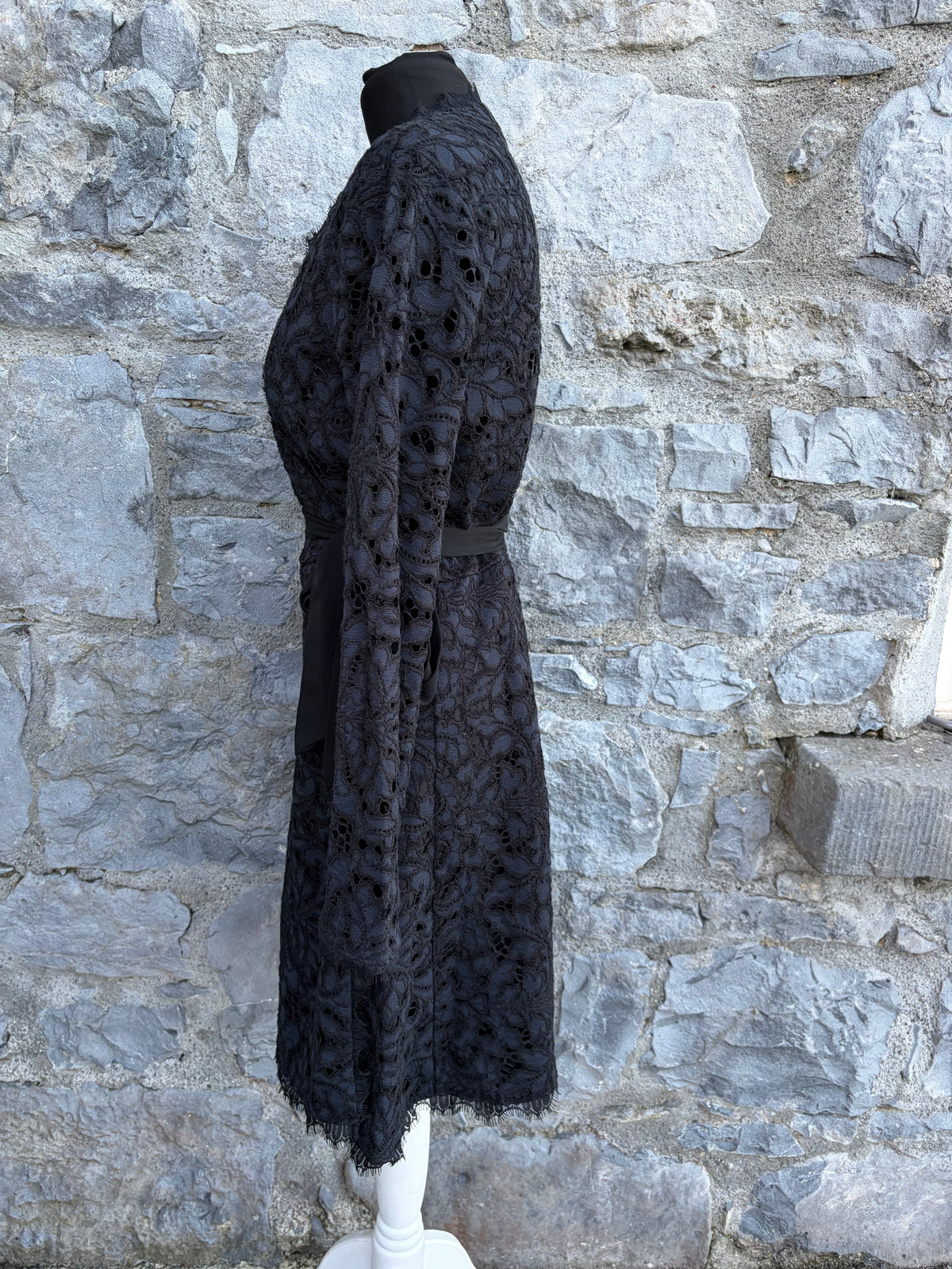 DVF Wrap black lace dress uk 10