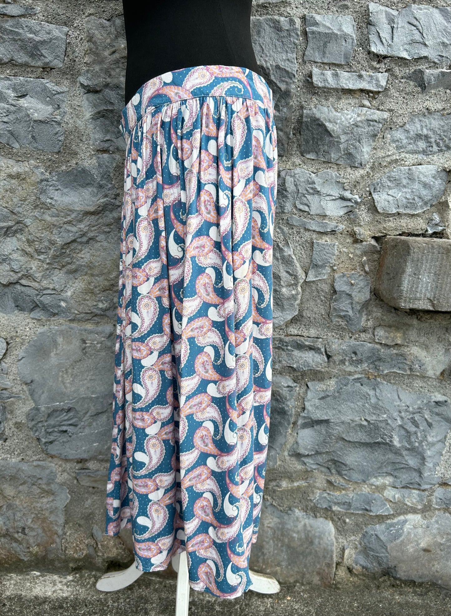 90s Paisley blue skirt uk 14