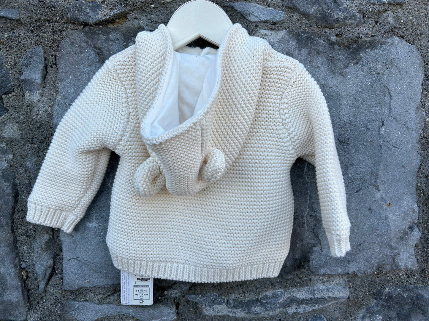 Cream hooded cardigan 3-6m (62-68cm)