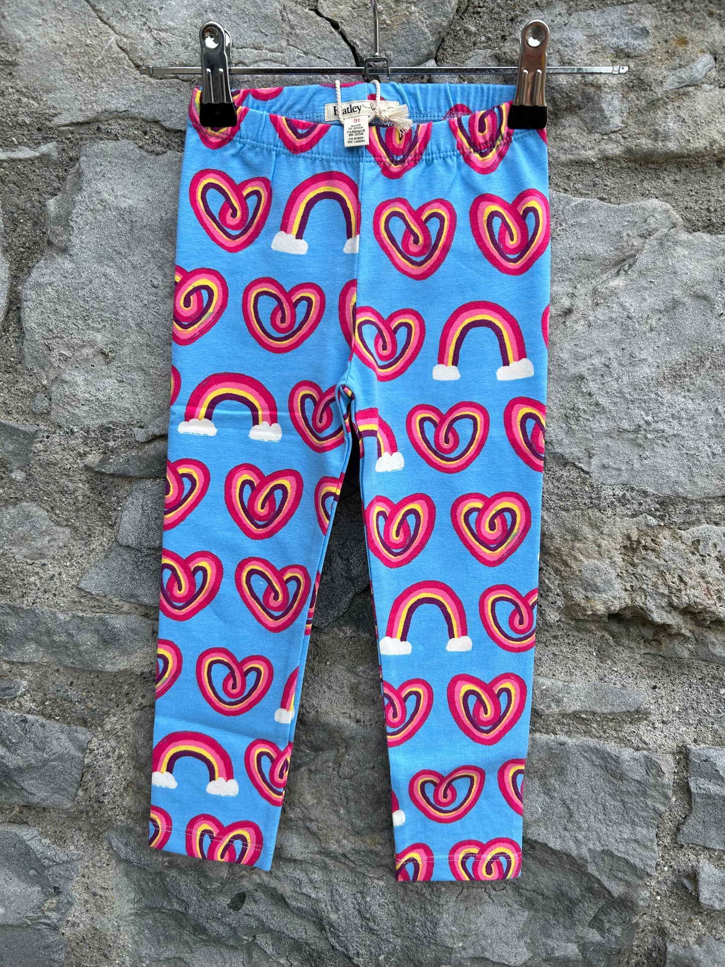 Rainbow hearts blue leggings  2-3y (92-98cm)