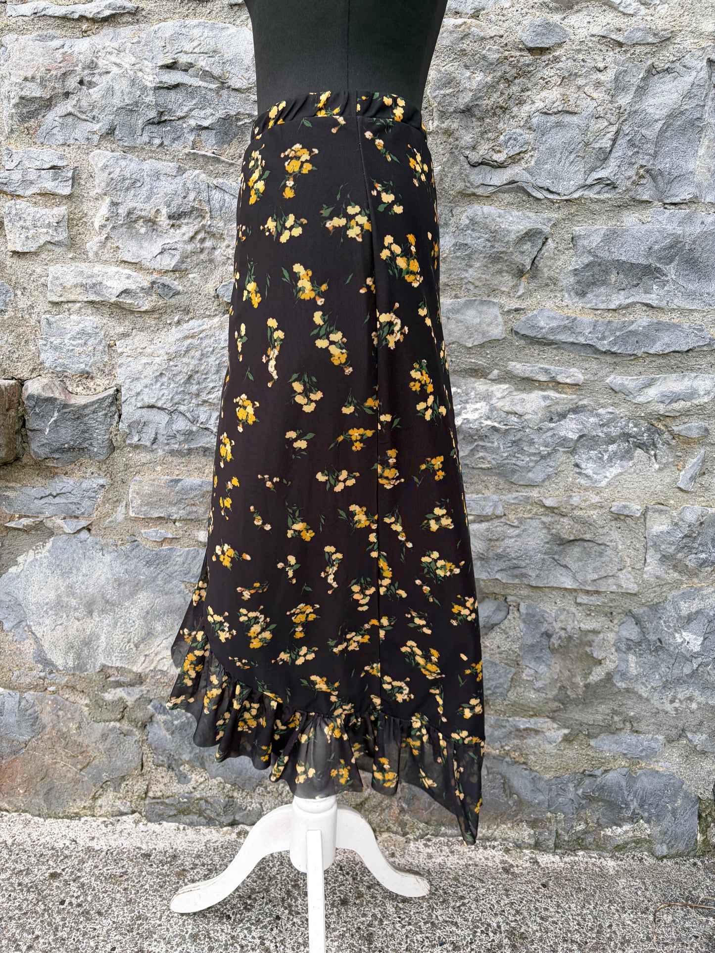 Black mesh frill midi skirt uk 8-10
