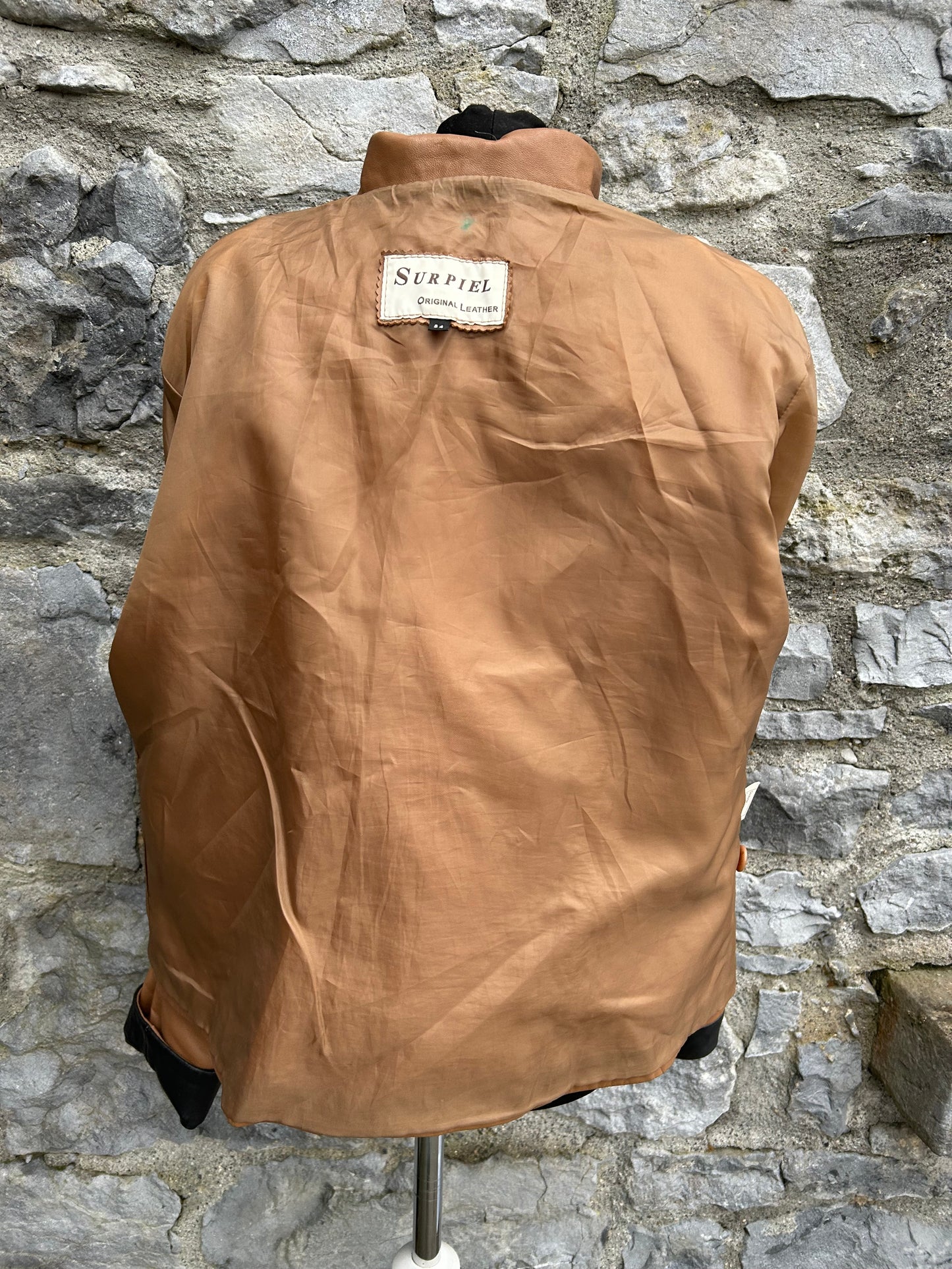 Y2K brown leather jacket uk16