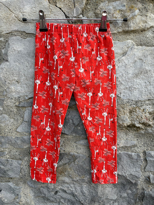 Giraffes red leggings  3-4y (98-104cm)