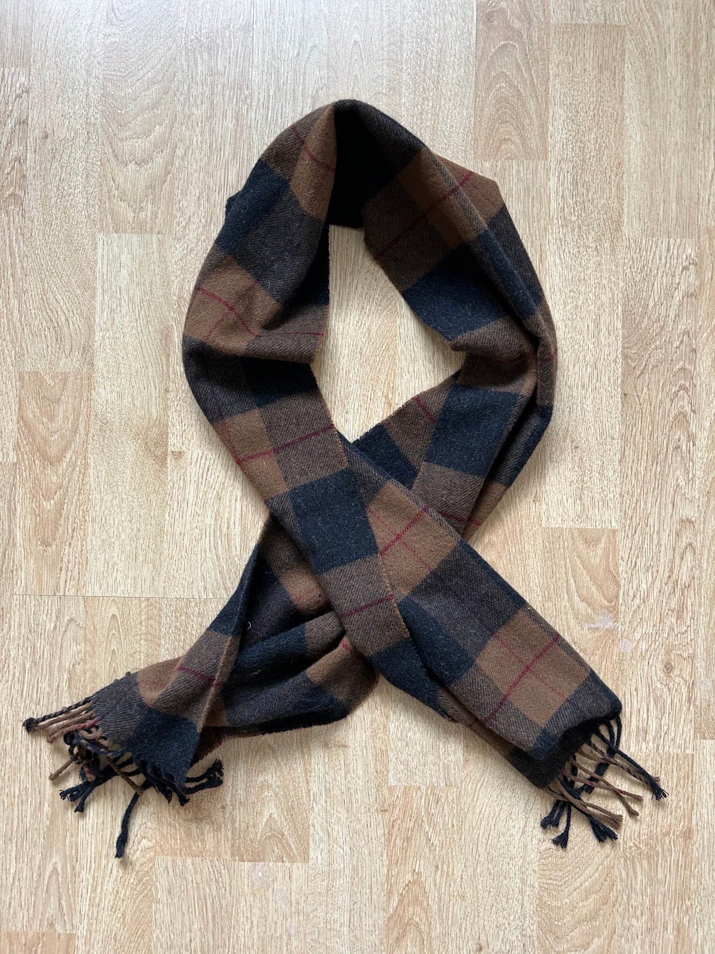 Brown&black checked scarf