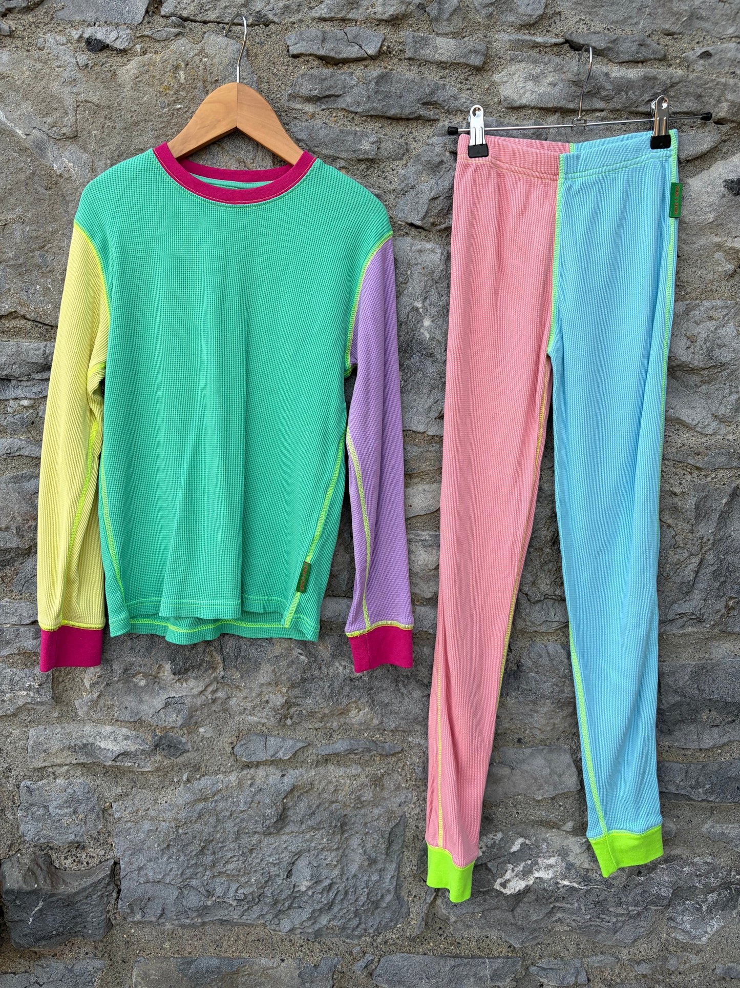 90's Dayglow waffle cotton pjs  8-10y (128-140cm)