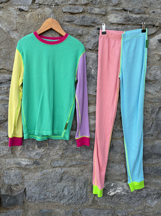90's Dayglow waffle cotton pjs  8-10y (128-140cm)