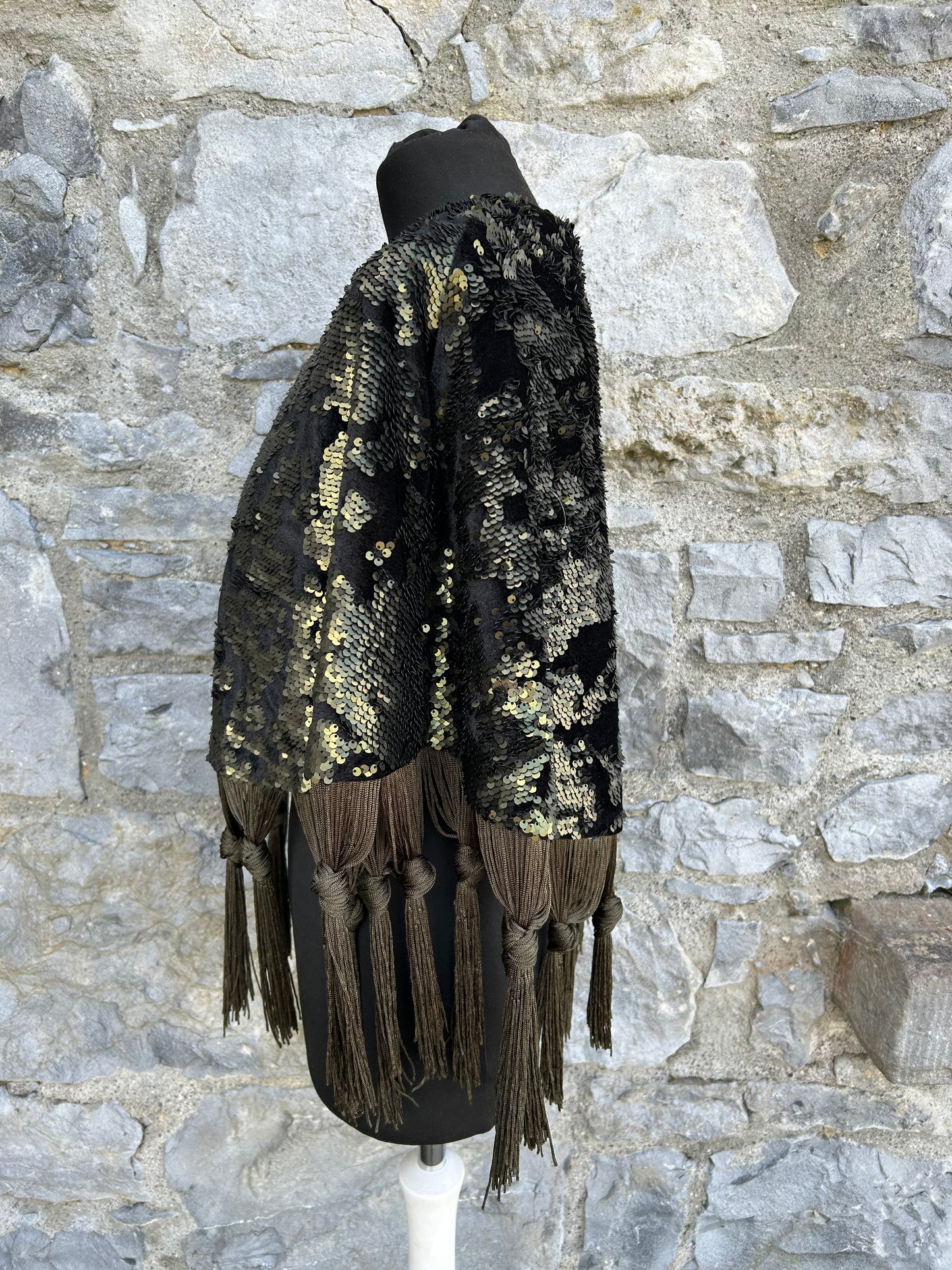 Sequin velvet cape with tassels uk 8-12