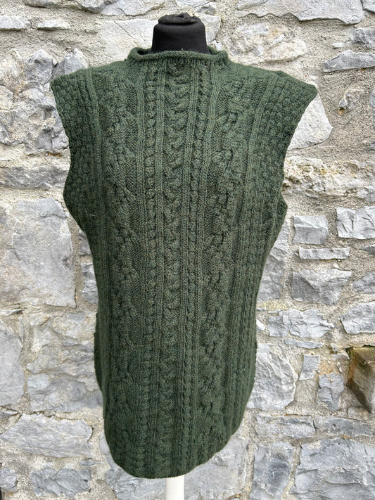 Dark green Aran style gilet uk 14-16