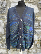 Load image into Gallery viewer, 80s blue&amp;green stripes cardigan Large
